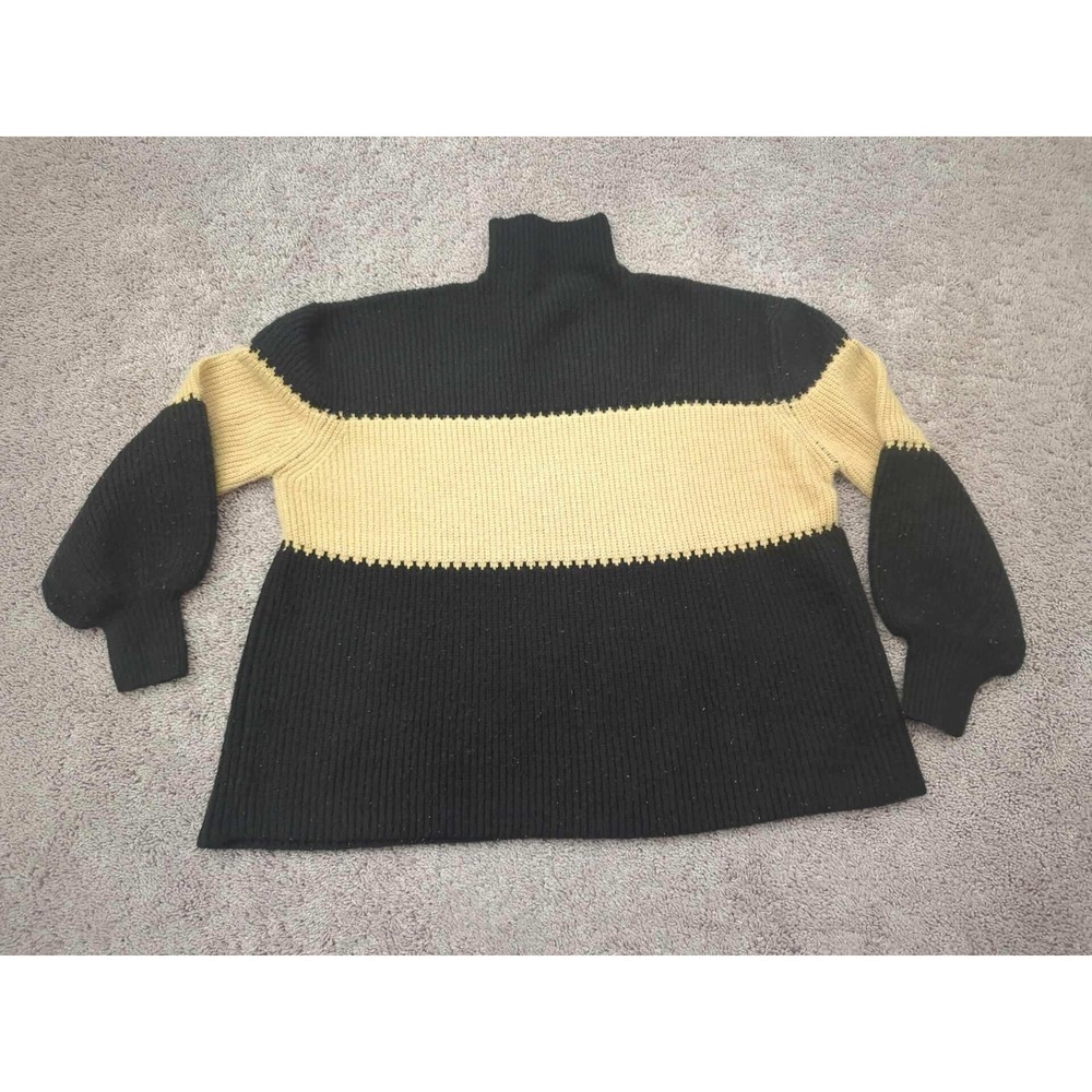 THML Sweater Womens Large Color Block Turtleneck Balloon Sleeve Knit